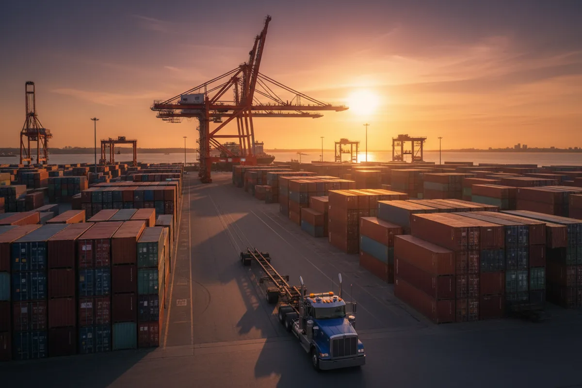 Operación portuaria con contenedores